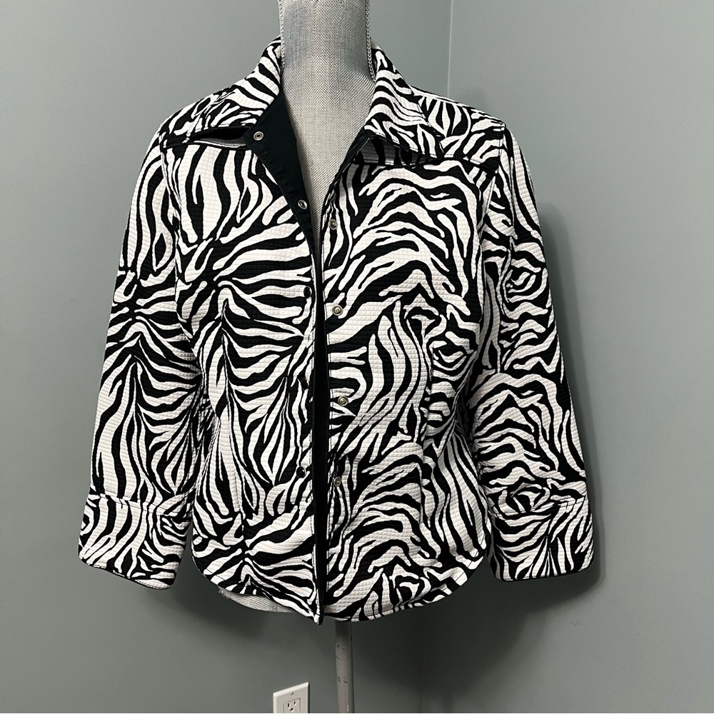 BIANCA NYGARD fitted black and white blazer jacket women’s size 12 office wear